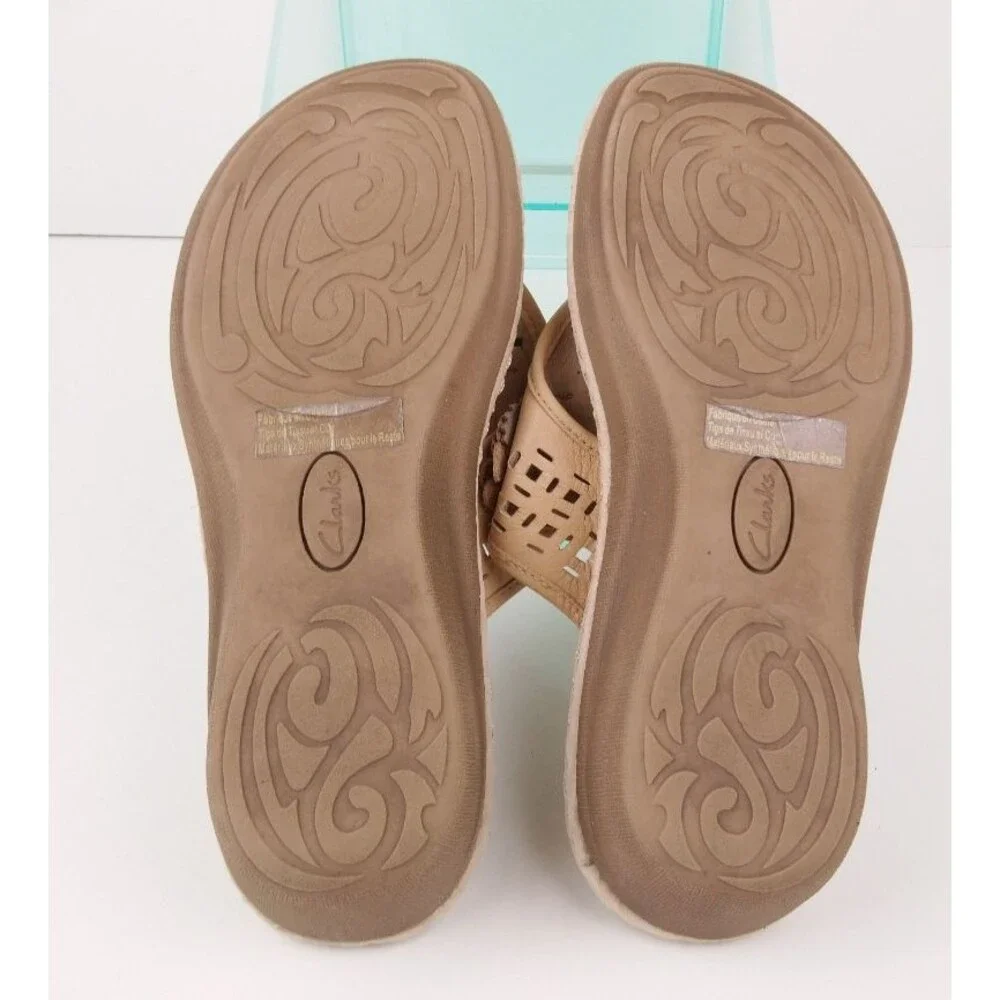 Clarks Artisan Tan Leather Posey Zela Floral Sandals Women s Size 8